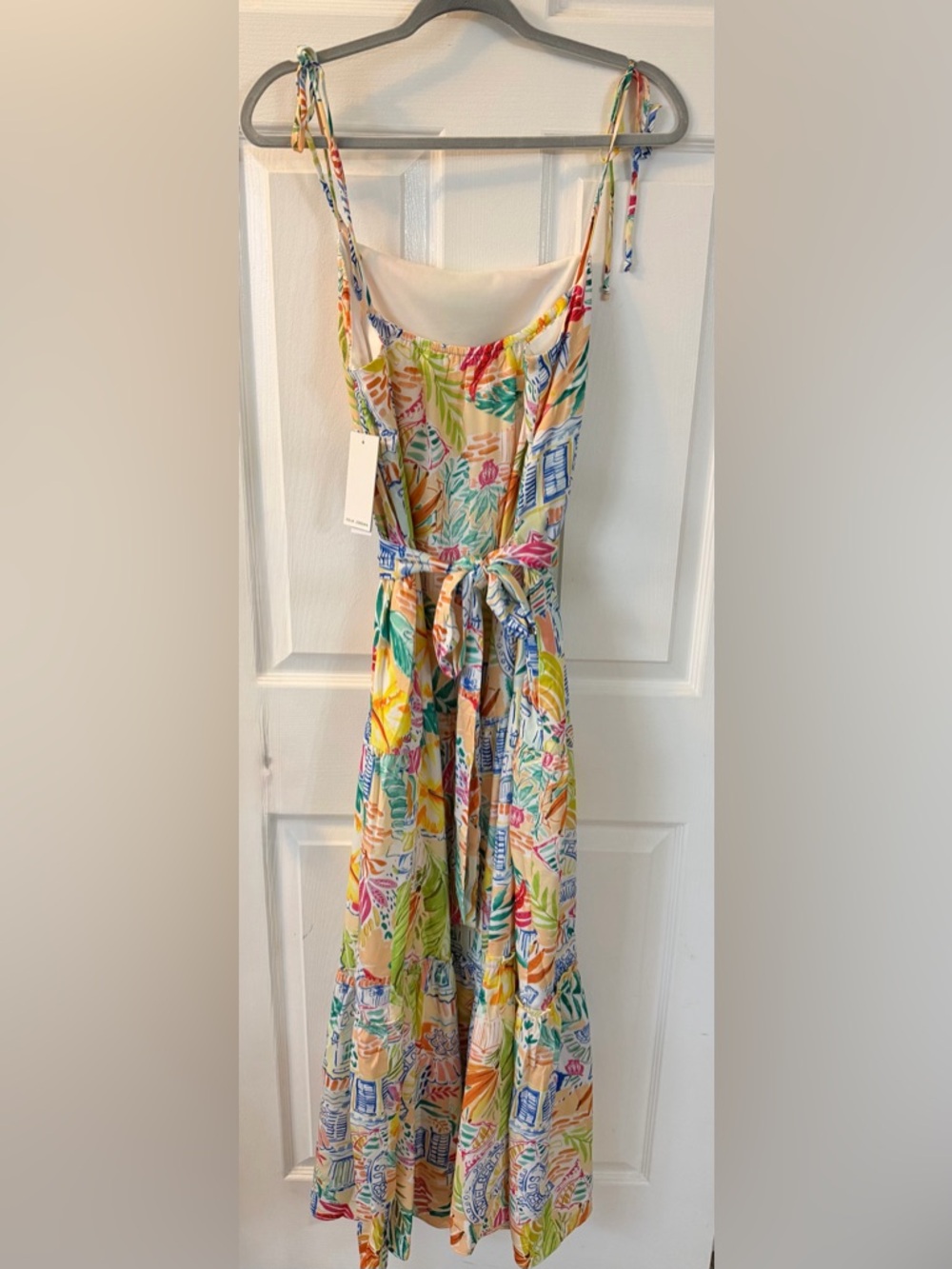 julia jordan Ivory Multicolor Tropical Linen Maxi Dress - Picture 3 of 7
